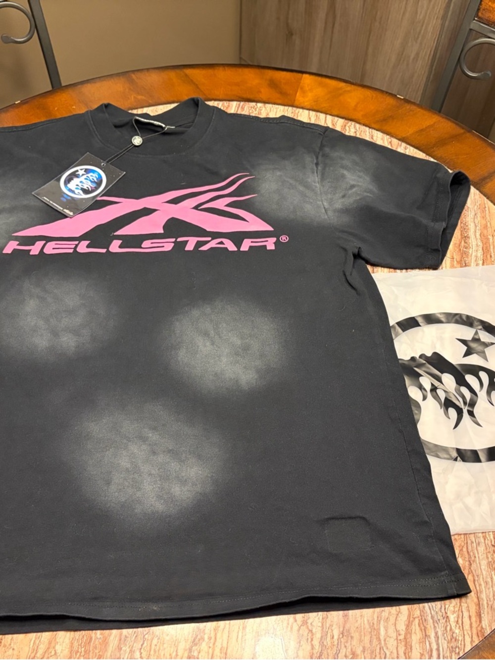 Hellstar Men’s Short-Sleeve Logo Tee in Black with Pink Graphic
